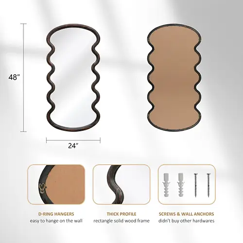Flowing Contour Accent Mirror Back view and hanger detials